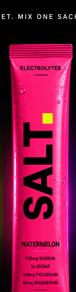 SALT Watermelon — box of 20 single-serve electrolyte sachets.